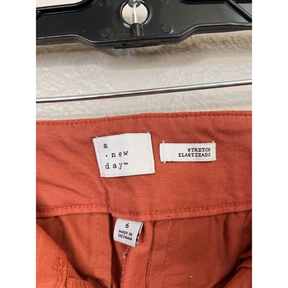 A New Day Rust-Orange Wide-Leg Womens Pants Stretch Cotton Blend NEW Size 6 - Picture 5 of 9